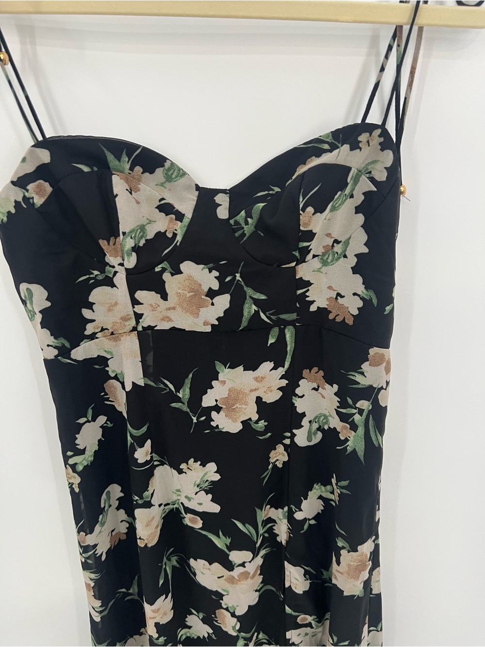 Petal & Pup Meg Bustier Black Midi Dress with Cream Floral Print - Picture 5 of 15